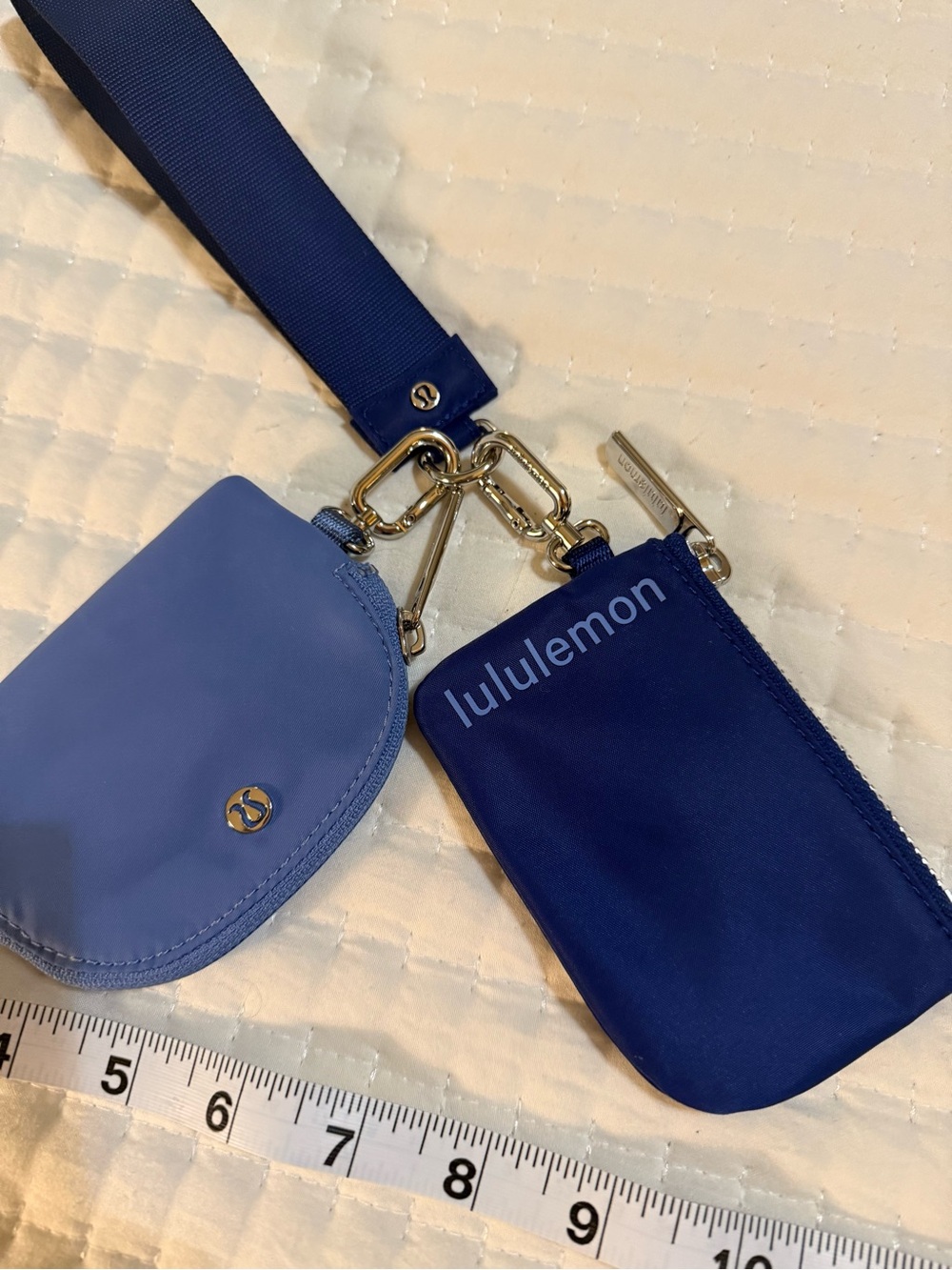 lululemon athletica Dual Pouch Wristlet in Light Blue & Navy
